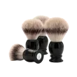 Blaireau Muhle collection Classic, brosse en fibre synthétique argentée, monture en résine noire