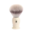 Blaireau Muhle collection Classic, brosse en fibre synthétique argentée, monture en résine ivoire