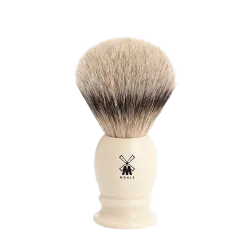 Blaireau Muhle collection Classic, brosse en poil pur argenté, diamètre 19 mm, monture en résine ivoire