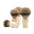 Blaireau Muhle collection Classic, brosse en poil pur argenté, diamètre 19 mm, monture en résine ivoire