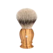 Blaireau Muhle collection Classic, brosse en poil pur argenté, diamètre 19 mm, monture en bois d'olivier
